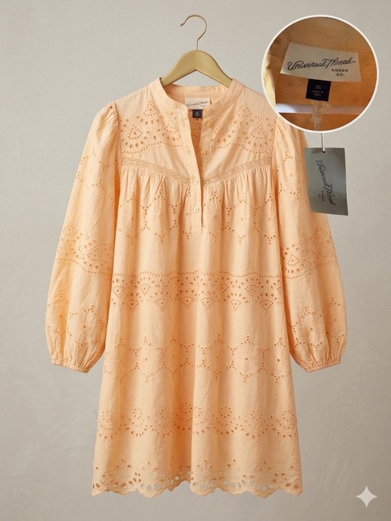 Universal Thread Dresses & Skirts - Universal Thread NWT Eyelet Embroidered Mini Dress - Peach/Apricot, Size XS